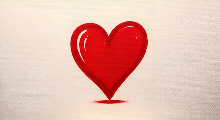 Fototapeta premium A simple red heart drawn on canvas, isolated on clean background