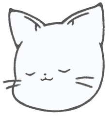 Cute sleeping white cat character icon
