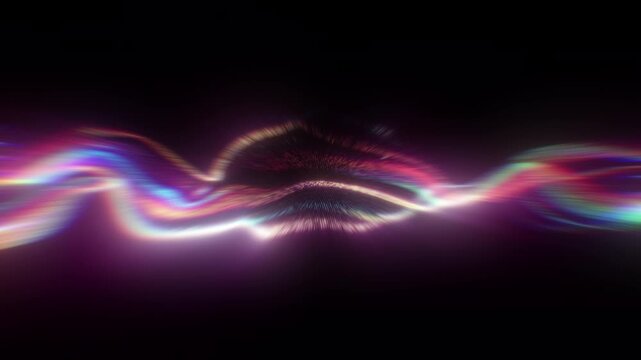 Abstract glowing red and black curved light animation. Bokeh lights. Defocused particles. 4K. Seamless loop