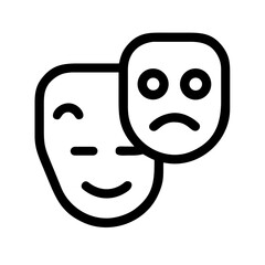 Illustration of theatrical masks, one smiling and one sad, representing duality and emotional expression in performance arts