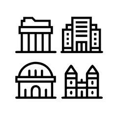 Fototapeta premium Vector art of building icon set this vector graphic showcases a collection of diverse architectural designs, symbolizing various building types