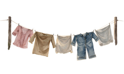 Clothes Drying on a Line in a Sunny Rural Setting