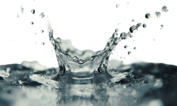 Dynamic Water Splash Crown and Droplets in Motion