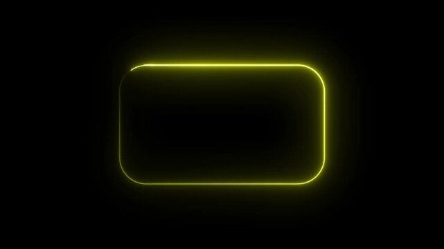 Glowing yellow neon rounded rectangle frame on black background