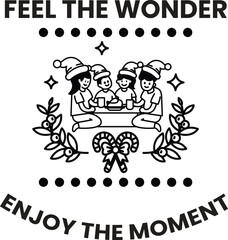 A black and white image of a family sitting around a table with a banner that sa