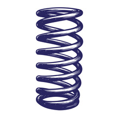 Intricate vintage illustration of a dark blue metal spring with a white background