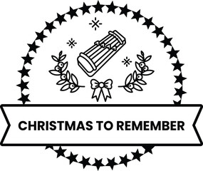 Obraz premium A black and white Christmas to Remember logo with a bow and stars