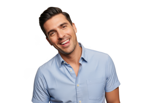 Handsome brunette man smiling portrait photo, headshot, isolated image, stock photography, people pictures isolated on transparent background