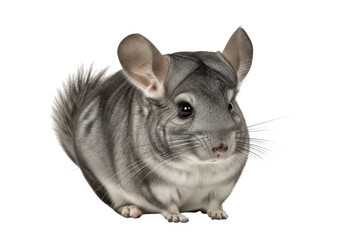 High resolution chinchilla image, cute pet rodent, gray fur, whiskers, big ears, animal photography, mammal stock photo, chinchilla isolated on transparent background