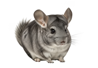 High resolution chinchilla image, cute pet rodent, gray fur, whiskers, big ears, animal photography, mammal stock photo, chinchilla isolated on transparent background