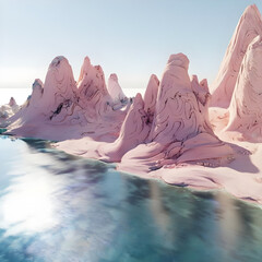 Fantastic sea and mountain background that I saw in my dream