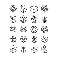 Creative flower design vector outline icon sets. 