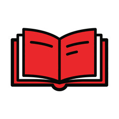 Open Book Icon Red Vector Illustration