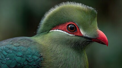 Majestic Knysna Turaco with Vibrant Green Plumage and Striking Red Eye. A Stunning Bird of South African Forests.