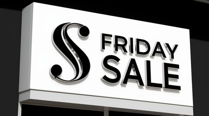 Obraz premium Black friday sale sign with stylized s logo and metallic accents