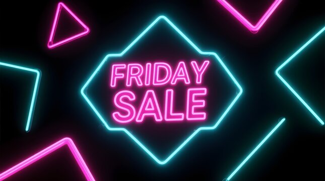 Photo of black friday sale promotion with glowing neon lights and