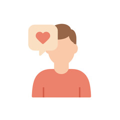 Minimalist Flat Style Person with Love Heart Speech Bubble Icon