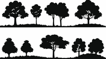 Elegant tree silhouettes for nature lovers and landscape designs, perfect for adding a touch of organic beauty, originally a scalable vector graphic