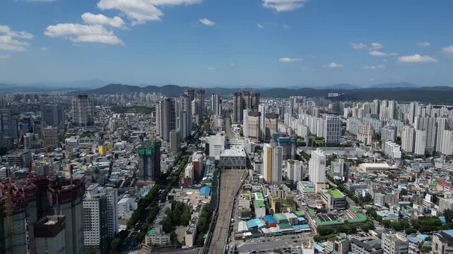 Dongdaegu Station: South Korea Aerial Cityscape - 동대구역: 한국 도시 전경 항공 촬영
