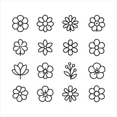 Creative flower line icon set.