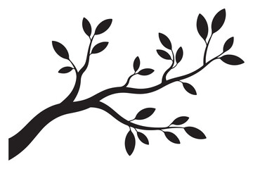 Nature plant branch silhouette icon with small leaves simple botanical illustration
