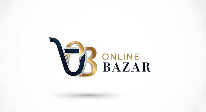 Modern abstract logo design for an online bazaar with a shopping cart and text