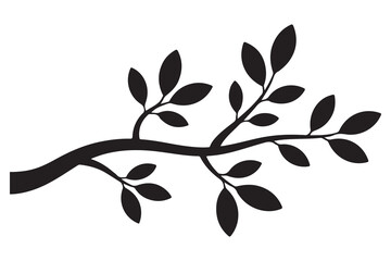 Nature plant branch silhouette icon with small leaves simple botanical illustration
