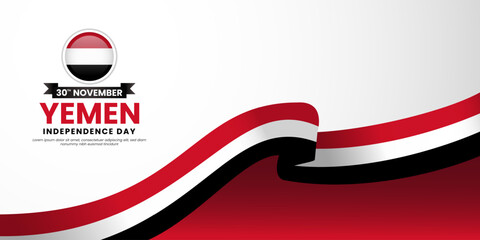 Yemen independence day banner background 30th november design element with waving ribbon flag