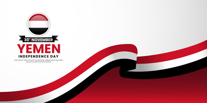 Yemen independence day banner background 30th november design element with waving ribbon flag