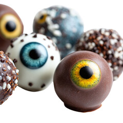 Halloween eyeball chocolates isolated on transparent background