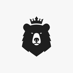 The flat design concept for the Bear Wild King logo focuses on simplicity, elegance, and ease of recognition. vector Sign for, Logos, mascot, Labels, and Icons.
