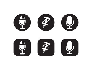 icrophone set silhouette, Podcast audio and music recording symbol, mic symbol, Audio sign collection, Vocal signs, voice icon symbol, Vector illustration EPS 10.