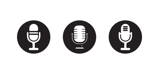 Microphone icon set, mic symbol collection on white background, Retro microphone silhouette, Vector illustration EPS 10.