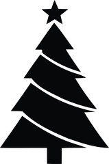 Black Silhouette Christmas Tree Illustration – Minimalist Holiday Clipart for Cards, Crafts & Digital Projects