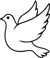 Flying Dove Line Icon: Simple Outline Vector Graphic of Peace Bird, Freedom, or Holy Spirit Symbol