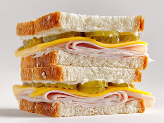 Simple turkey sandwich with Pickles cheese and mayonnaise 