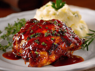 Barbecue chicken with mash