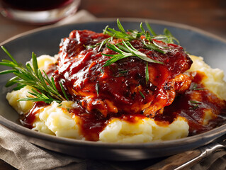 Barbecue chicken with mash