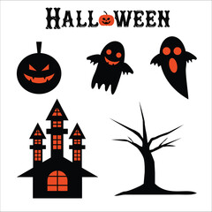 Halloween Icons Flat Style Vector Graphics with pumpkin