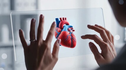 Doctor analyzes futuristic heart scan on tablet showing modern medical technology this is a great professional healthcare diagnosis this is a very smart and focused physician - Powered by Adobe