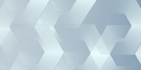 Fototapeta premium Abstract hexagon lines on gray background. Geometric stripe line art design modern