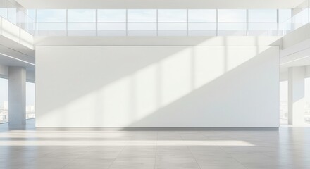 Obraz premium Bright, modern empty interior space with large blank wall.