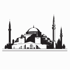 Hagia Sophia Silhouette Vector Illustration Historic Istanbul Landmark Architecture