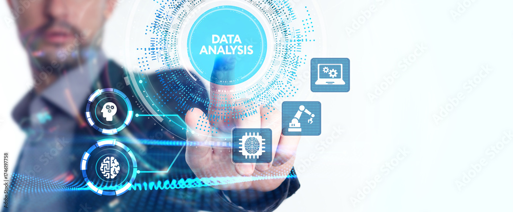 Wall mural data analysis for business and finance concept. information report for digital business strategy. bu
