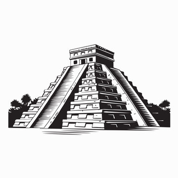 Mexico Chichen Itza Vector Mayan Civilization Ancient Architecture Icon