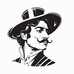 Vintage Style Elegant Proud Victorian Gentleman Vector Illustration