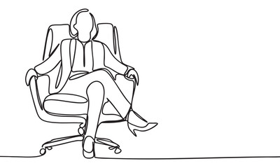 Obraz premium Woman Boss in Chair A Line Art Illustration