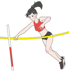 棒高跳びをする女子のイラスト