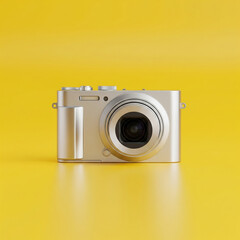 Compact Digital Camera on Yellow Background