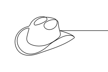 One line cowboy hat drawing minimal outline art isolated vector illustration

